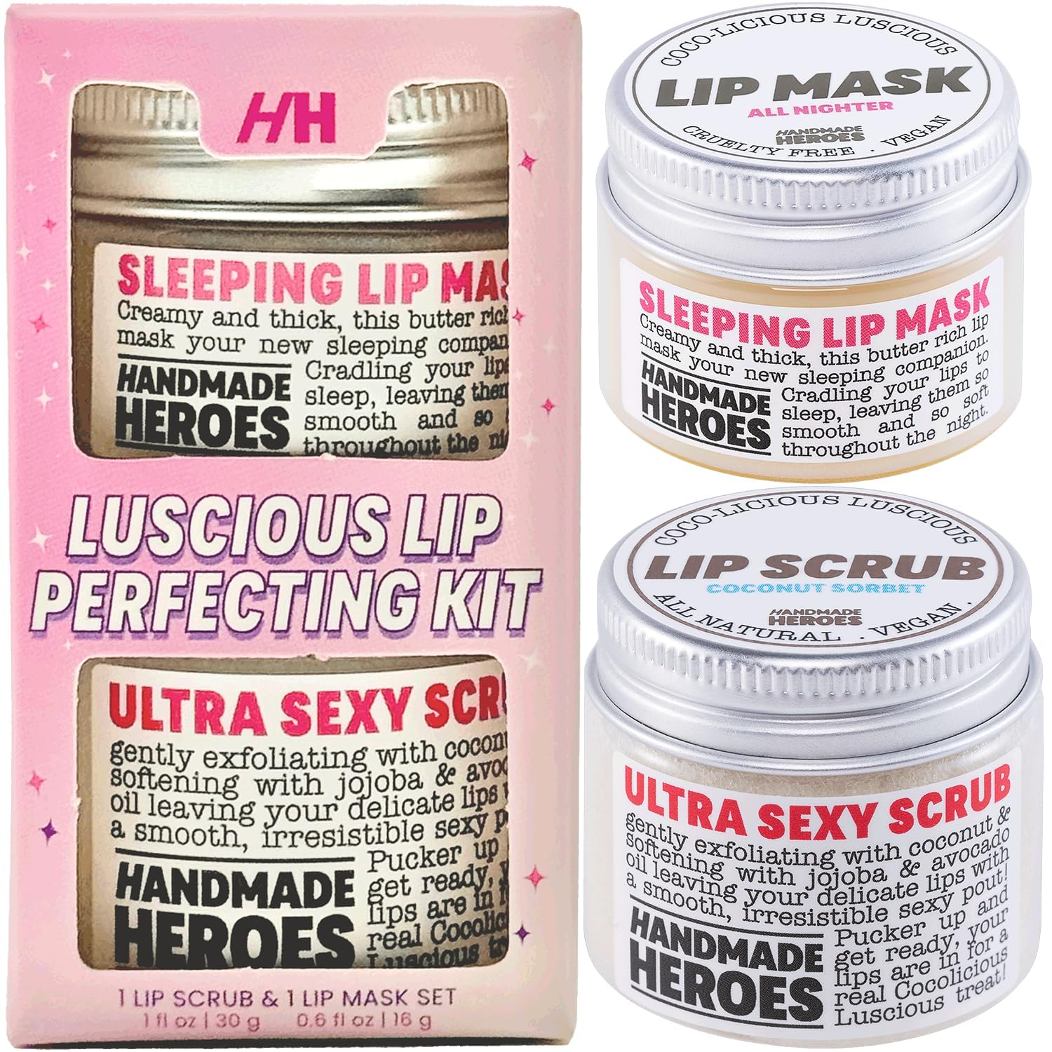 100% Natural Lip Scrub Vegan Conditioning Coconut Lip Exfoliator Gentle Exfoliant Sugar Lip Polish and Lip Exfoliator Scrubber for Chapped and Dry Lips (Lip Scrub and Mask Gift Set) Stocking Stuffers