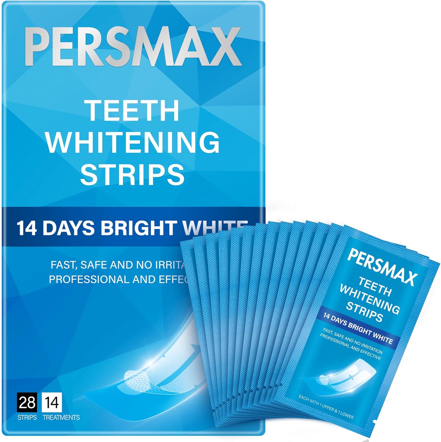 Teeth Whitening Strips for Sensitive Teeth Enamel Safe Whitening Kit No-Slip Remove Coffee Wine Smoking Stains Professional 14 Treatments 28 Strips