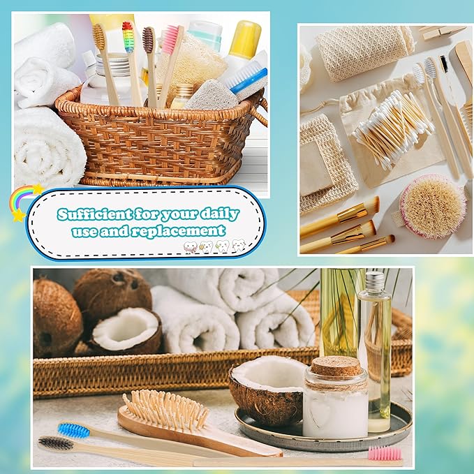 140 Pcs Bamboo Toothbrushes Wooden Individually Wrapped Colorful Toothbrushes Bulk for Adults Hotels Inns Home Use Travel Business Trips, 14 Colors