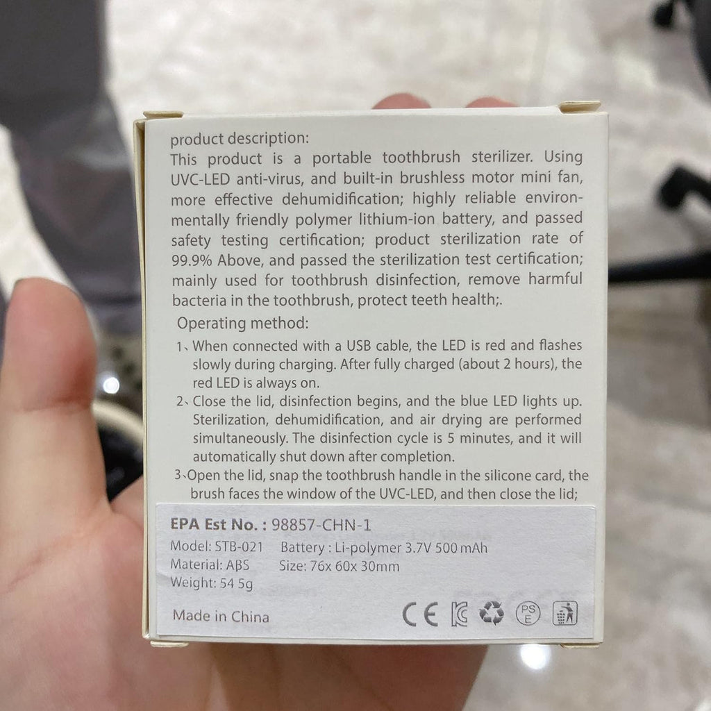 Rechargeable Mini UV Toothbrush Cover with Fan and USB cord for Travel or Home, Long Battery Life and Improved Case Ventilation FOR Better Disinfection (PINK)