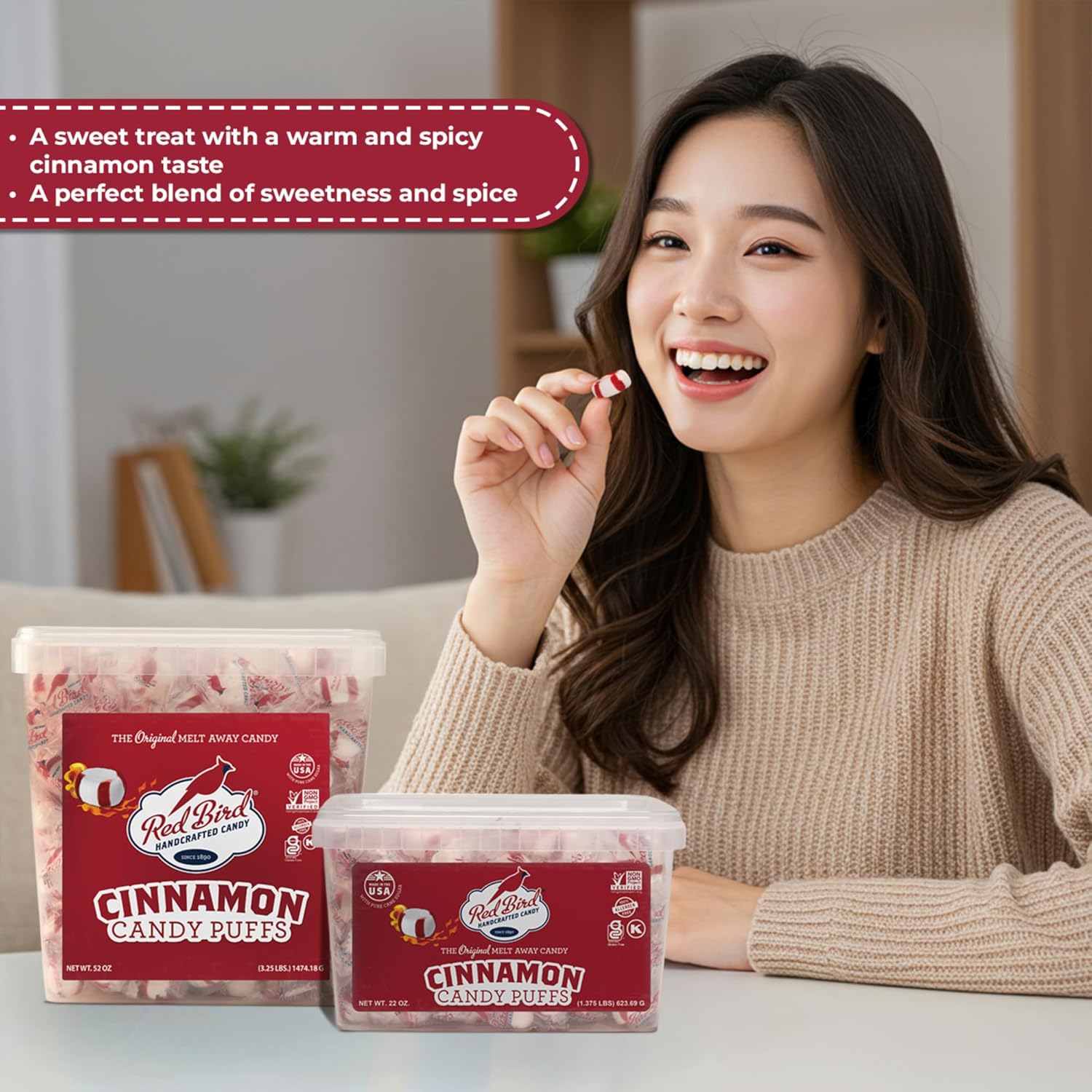 Red Bird Cinnamon Candy, Individually Wrapped, Gluten Free Breath Mints, 52 oz