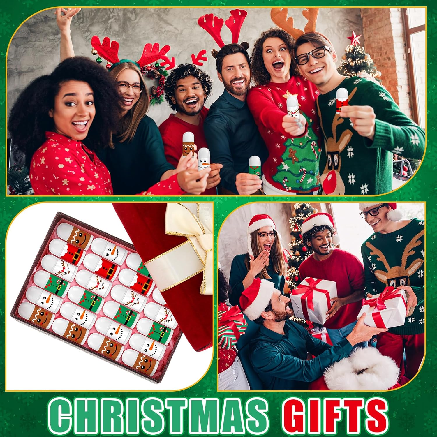 75 Pcs Christmas Lip Balm Bulk Mini Candy Cane Peppermint Flavor Lip Balms Bulk Christmas Stocking Stuffers Xmas Party Gifts Small Thank You Employee Appreciation Gifts for Women Men (Xmas Character)