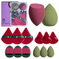 Makeup Sponge Set BS-MALLTriangle Puff 14 Pcs for Liquid, Cream, and Powder, Multi-colored Makeup Sponges and Mini Makeup Sponge (Green Red)