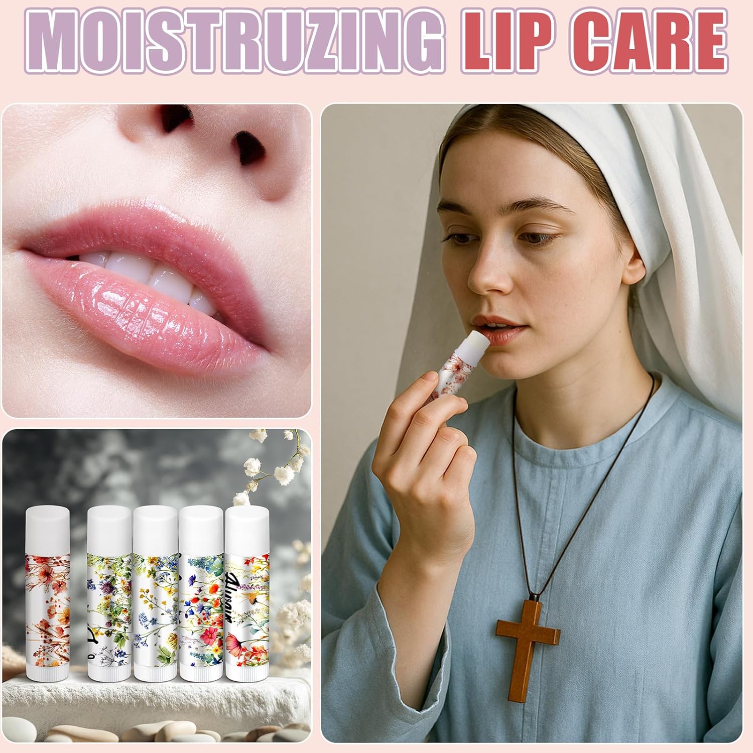 50 Pack Christian Religious Gifts Bulk Lip Balms for Women Men Church Party Favors Bulk Bible Verse Lip Balm with Scripture Inspirational Gifts for Coworkers Staff Employee (Wildflower)