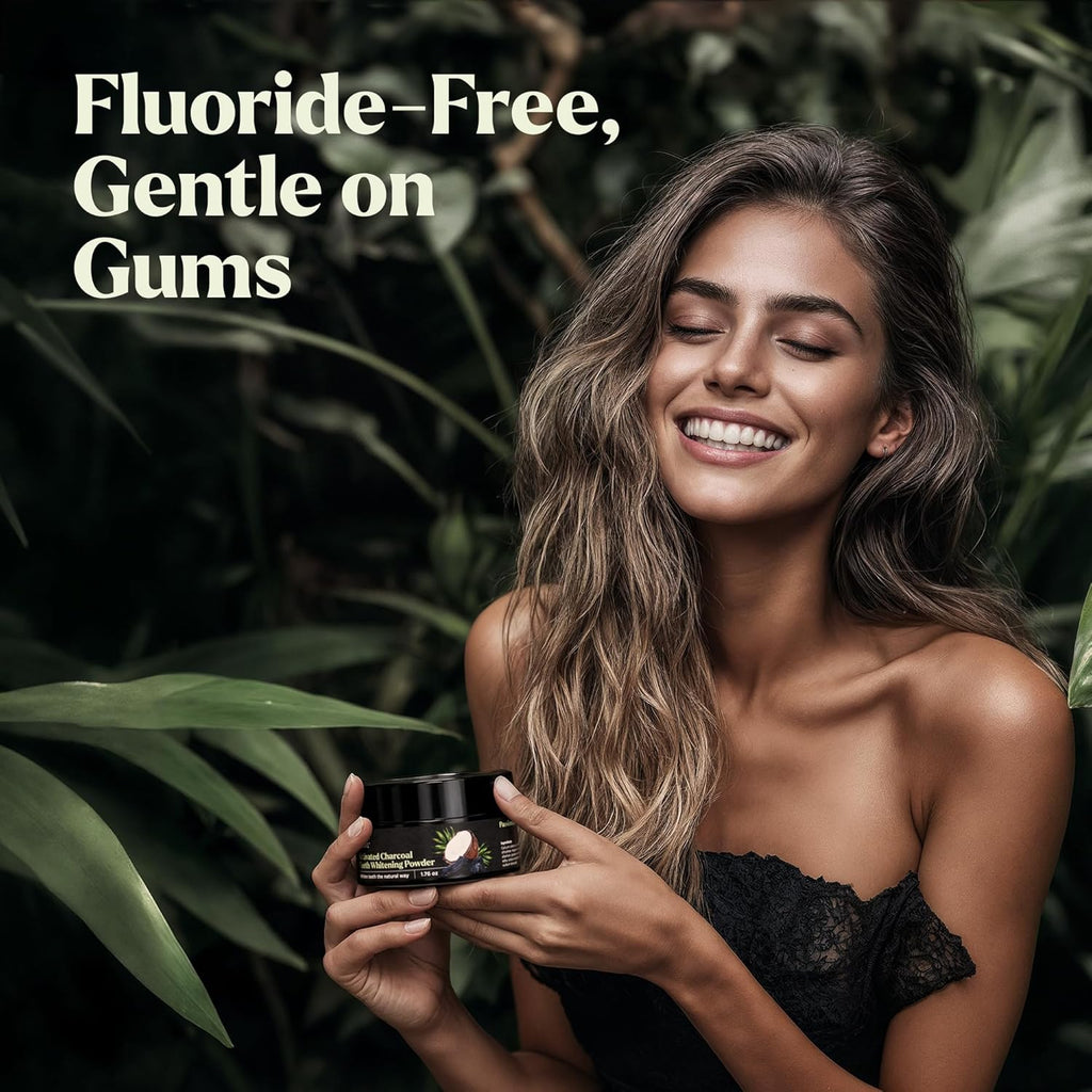 Lagunamoon Activated Charcoal Teeth Whitening Powder - 50g Natural Coconut Charcoal, Effective Teeth Stain Remover and Toothpaste Alternative - Safe for Gums Or Enamel