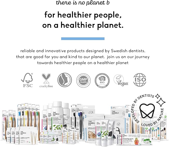 The Humble Co Bamboo Toothbrushes, 5 Pack - Soft Bristles Natural Bamboo Toothbrush - BPA Free Soft Bristles for Sensitive Gums - Non-Toxic & Plastic Free Handle - Dental Oral Care & Hygiene