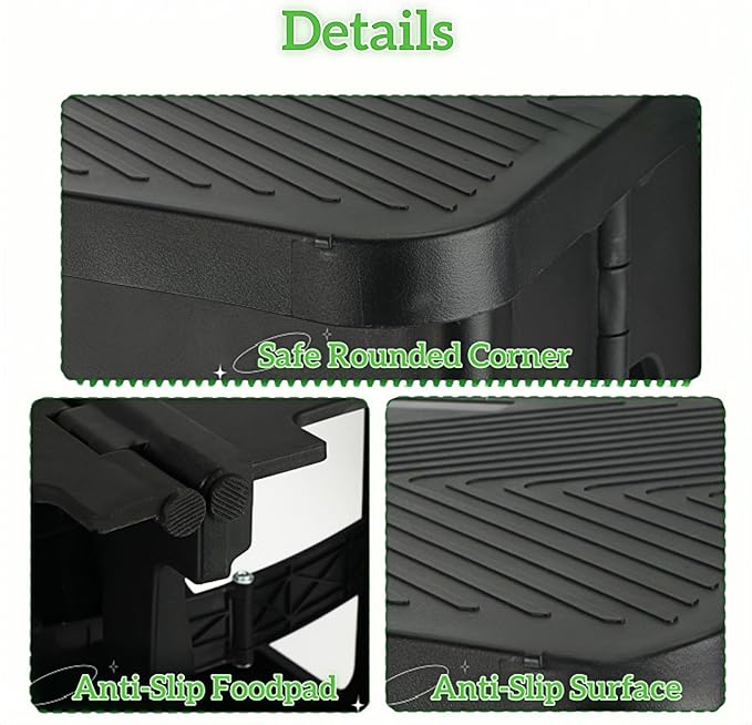 2 Step Stool Foldable, Non-Slip Steps, Folding Step Stool for Adults & Kids, Plastic Stool Pool Ladder, Collapsible Stools 2 Step Ladder for Kitchen Toilet Bedroom Office RV, Holds 330 lbs