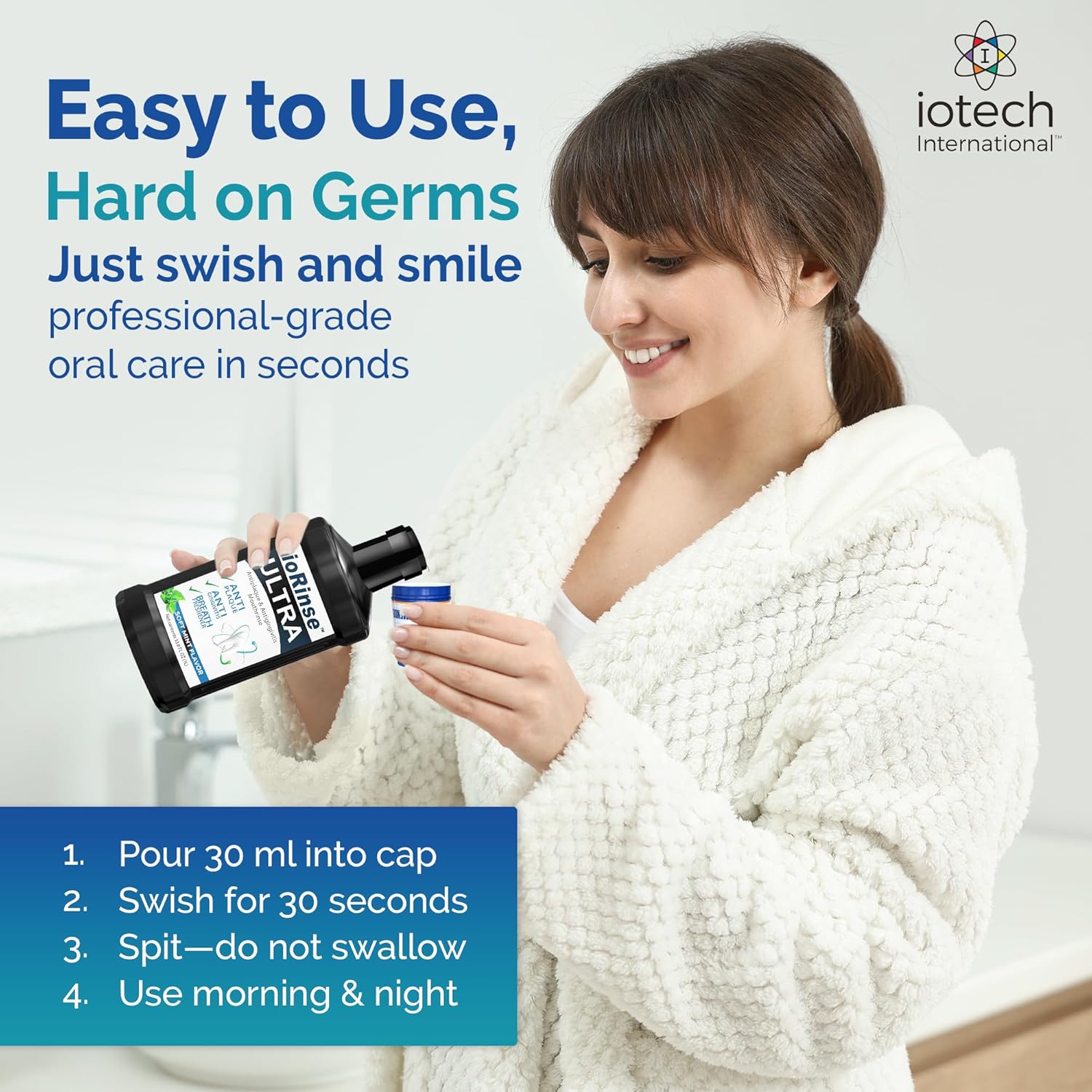 ioRinse Ultra Mouthwash is The Choice of 1,000s of Dentists as The Mouth Wash for Adults and Kids Oral Care and Hygiene. It's an Alcohol Free, Bad Breath Treatment and Gum mouthwash with Xylitol.