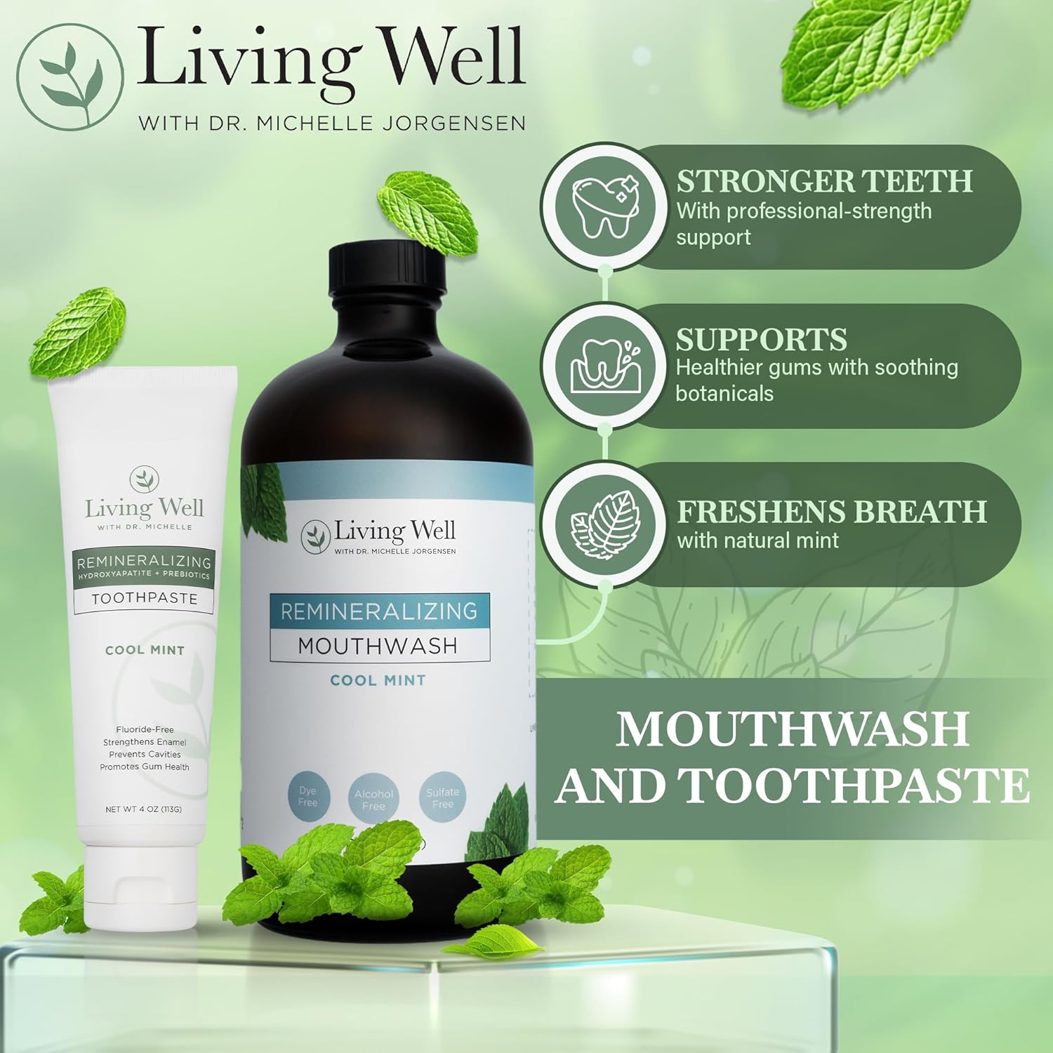 Natural Oral Care Bundle – Remineralizing Toothpaste + Alcohol-Free Mouthwash | Hydroxyapatite + Colloidal Silver | Fluoride-Free, Dentist-Developed | Supports Enamel, Gum Health & Oral Microbiome | M