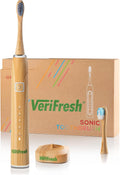 Sonic Bamboo Toothbrush - Biodegradeable Bamboo Heads with Castor Oil bristles - Includes 2 Brush Heads