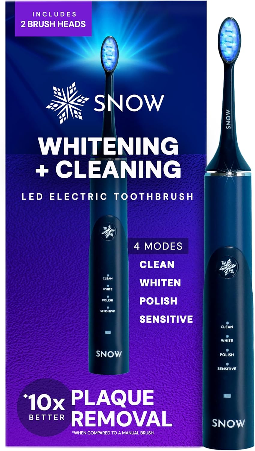 SNOW LED Whitening Electric Toothbrush | Dentist-Designed Electric Toothbrush for Adults | Sonic Technology, LED Light, Modes, Timer, Rechargeable Plaque Removal & Teeth Whitening Polar Blue Gen2