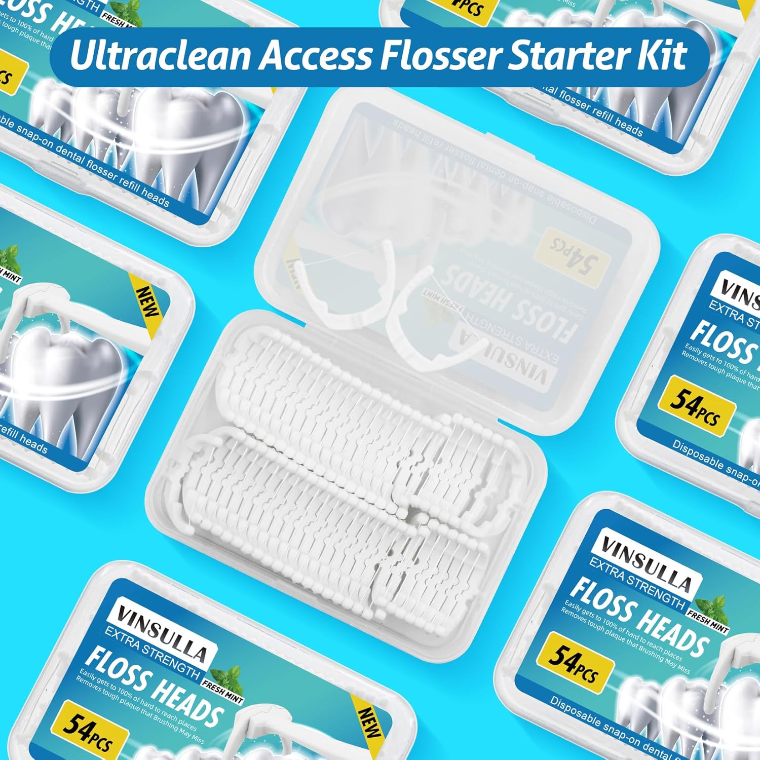 Ultraclean Access Flosser Refill Heads, Compatible with Listerine Ultraclean Access Flosser, Mint 54 Count (Pack of 1)