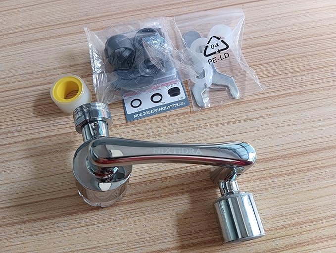 1080° Rotating Faucet Extender with PP Cotton Filters, 2 Modes Swivel Robotic Arm Sink Aerator for Kitchen/Bathroom, 20mm/22mm Female and 24mm Male Thread Connection, Silver