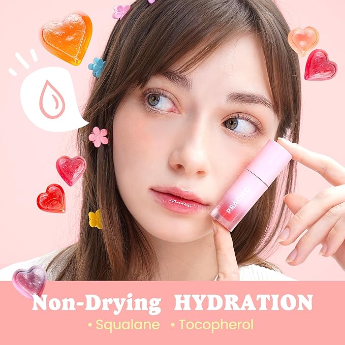 Peach C Jelly Beam Tint - Long Lasting Korean Lip Tint Stain Plumping Jelly Lip Gloss - Lightweight, Moisturizing & Buildable Lip Makeup Jelly Tint Blush with Vitamin E (Sweet Boom, 0.07 oz)