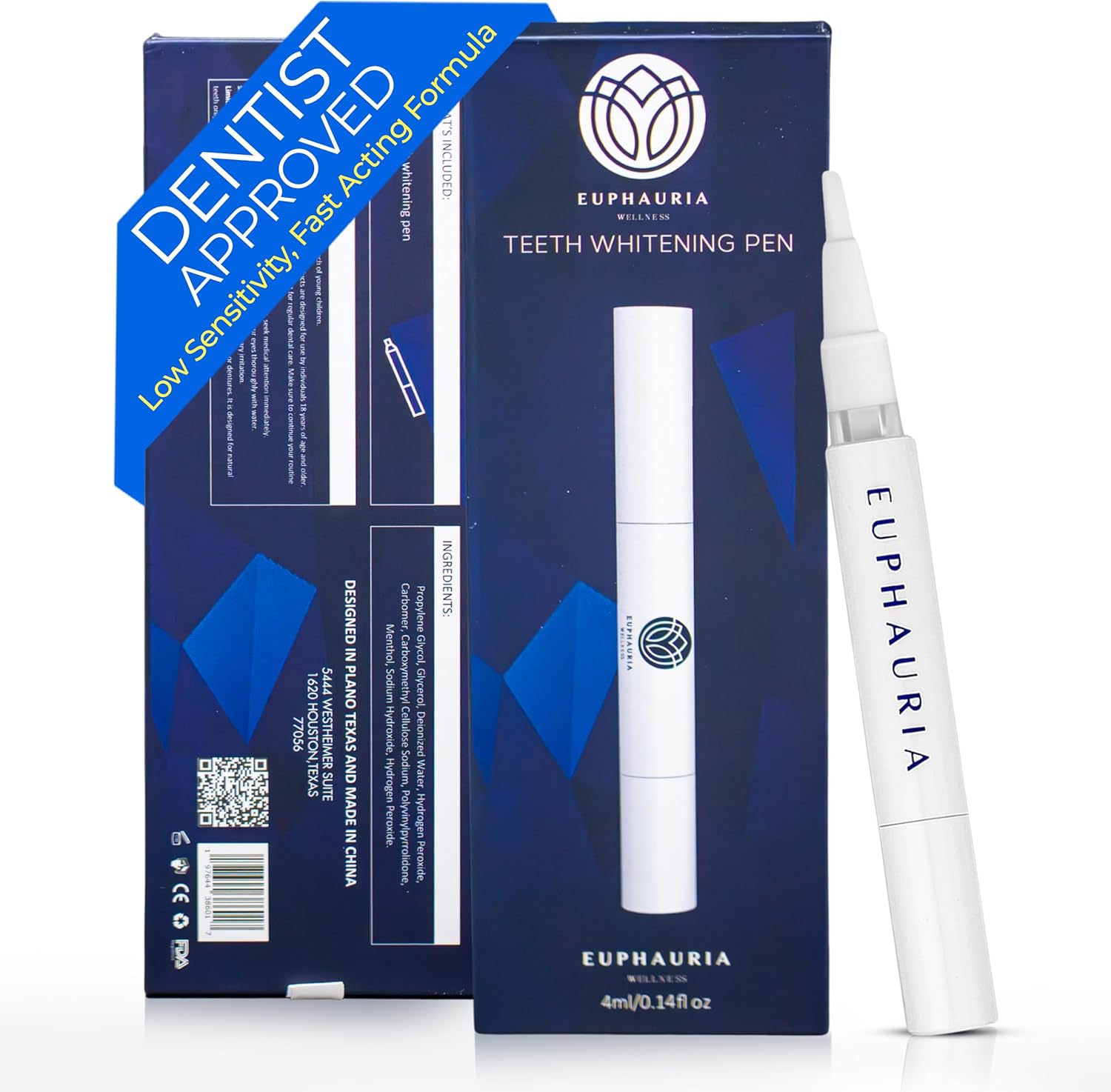 Premium Teeth Whitening Pen with Pro Whitening Gel 4ML (0.14fl oz) Professional Pen Solution with Hydrogen Peroxide Gel Refill for Teeth, Convenient & Travel-Friendly Stick Design for Adults