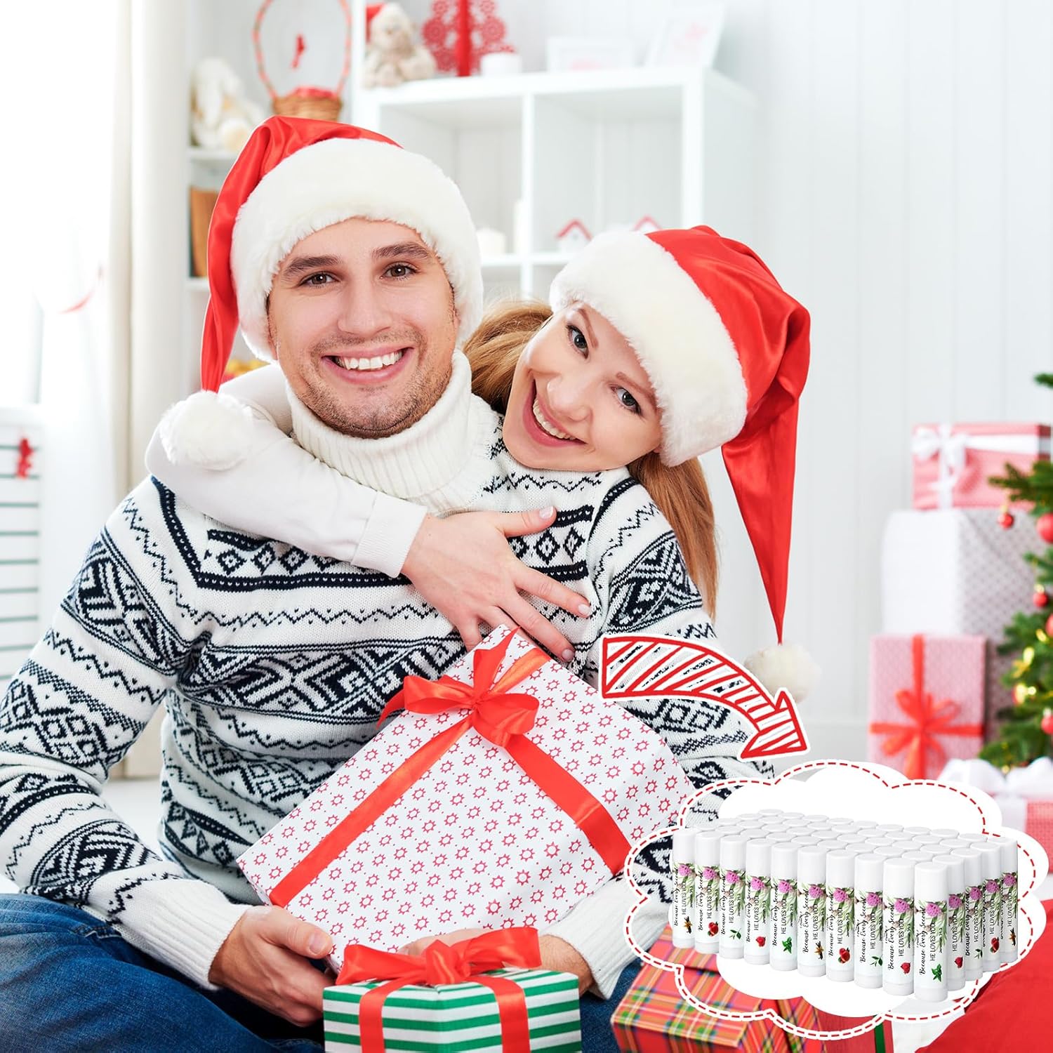 50 Pcs Christmas Christian Lip Balm Bulk Bible Verses Lip Balm Scripture Christian Gifts for Women Faith Religious Church Party Favor Inspirational Gift for Coworker Staff Employee(Floral)