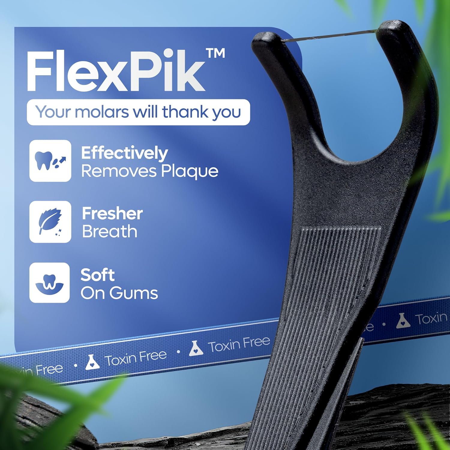 SmartLifeco Eco-Friendly Angled Dental Floss Picks (200ct) - Flossers Made With Straw Wheat Blend, Natural Whitening, Tooth Pick Stick For Adults, Vegan, Bamboo Charcoal Thread For Back Teeth & Molars