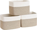 3 Pack Cube Storage Bin, 17”x12”x12” Cotton Rope Woven Baskets for Organizing Toys Clothes Towels, Square Gift Storage Baskets for Shelf, Nursery, Closet, Bathroom, Pantry (White & Jute)