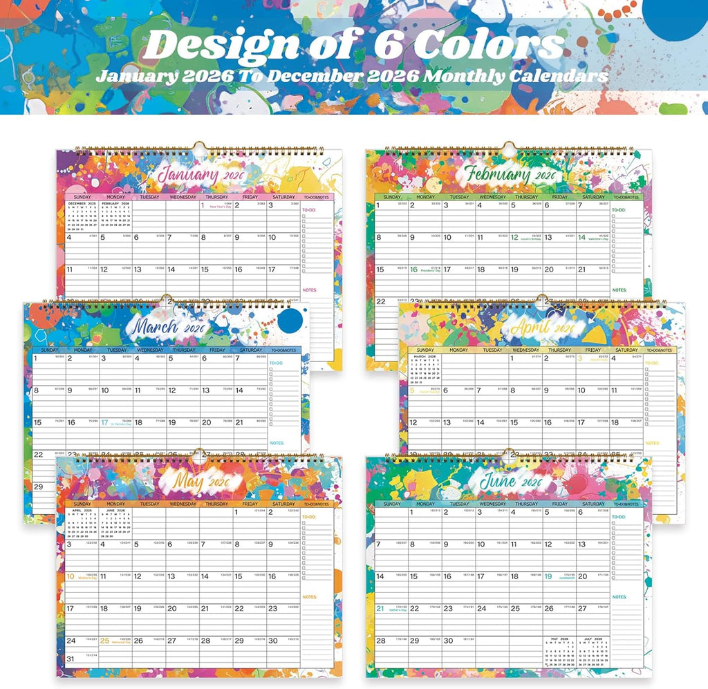 2026 Calendar 12 Month Wall Calendar 2026, Jan to Dec 2026 Calendar with Julian Dates, 14.8" X 11.5" (2026 Wall Calendar Colorful)