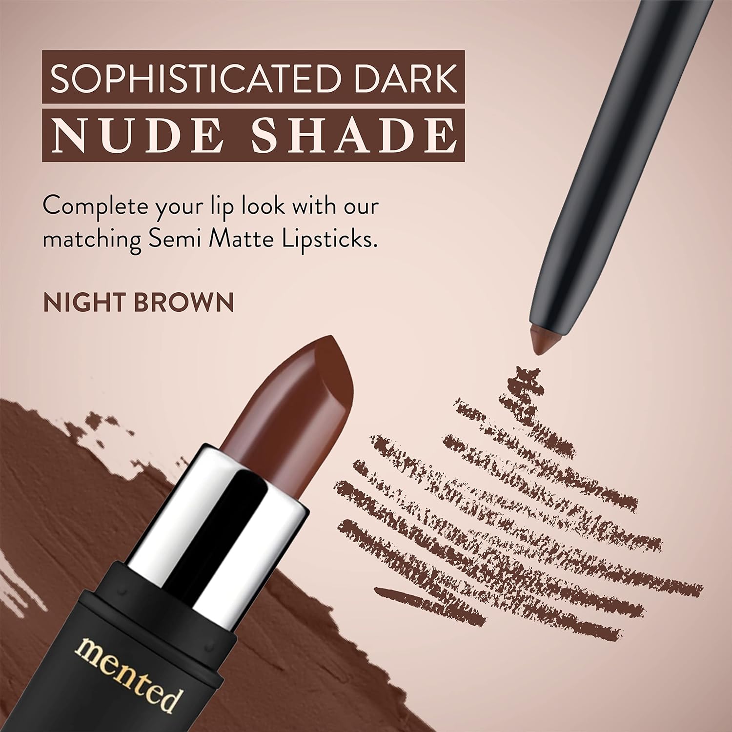 Mented Cosmetics Lip Liner for Women, Dark Brown Lipliner Lip Pencil, Waterproof Lipliner, Vegan + Cruelty Free Makeup, Night