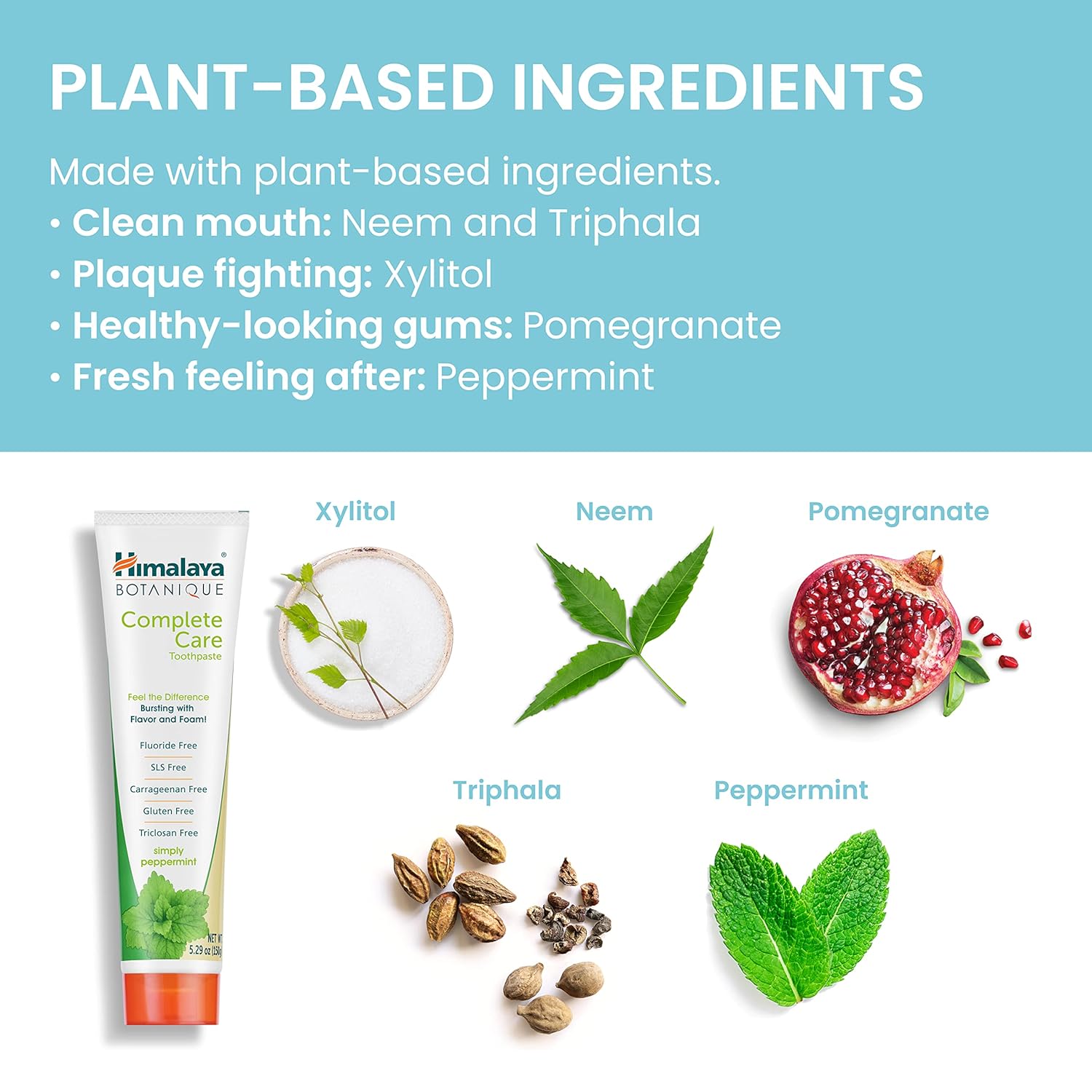 Himalaya Botanique Complete Care Toothpaste, Herbal, Peppermint Flavor, Fights Plaque, Freshens Breath, Fluoride Free, No Artificial Flavors, SLS Free, Cruelty Free, Foaming 5.29 Oz, 2 Pack…