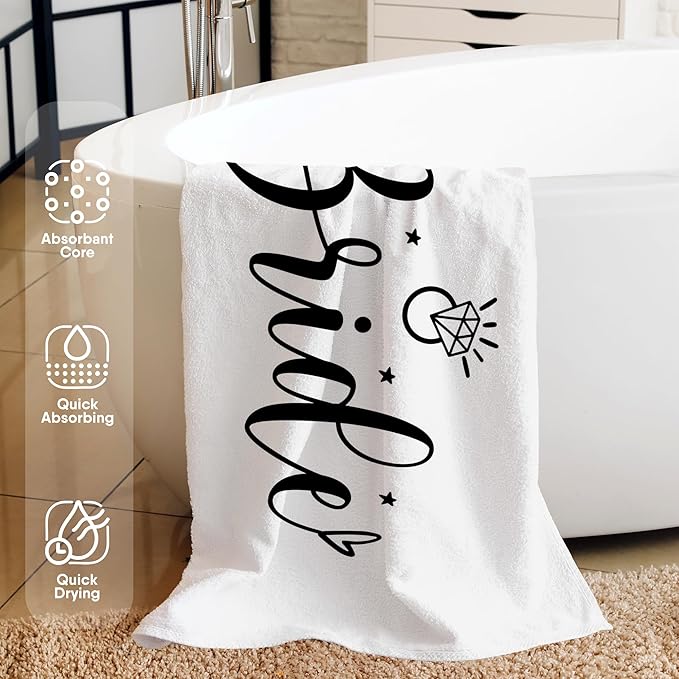 Bride Beach Towel, Bachelorette Beach Pool Towels, Just Married Honeymoon Wedding Gifts Large Beach Bath Travel Towels for Bride to Be Women, Honeymoon Mr and Mrs WeddingBride Gifts, 30x60in