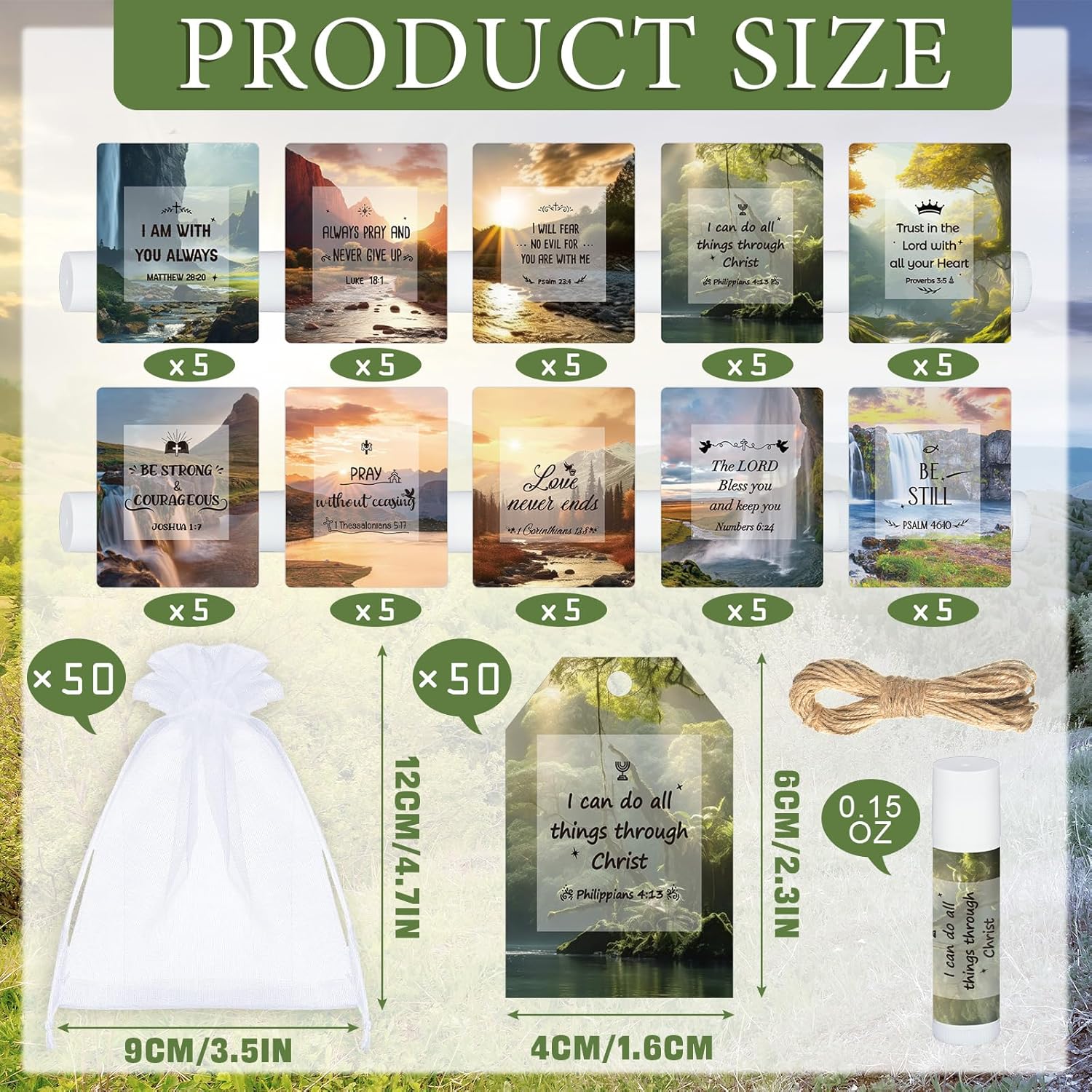 50 Sets Lip Balms Christian Gifts for Women Religious Scripture Bible Verse Inspirational Motivational Small Thank You Gift for Church Coworker Birthday Teacher 10 Styles Vanilla Flavor