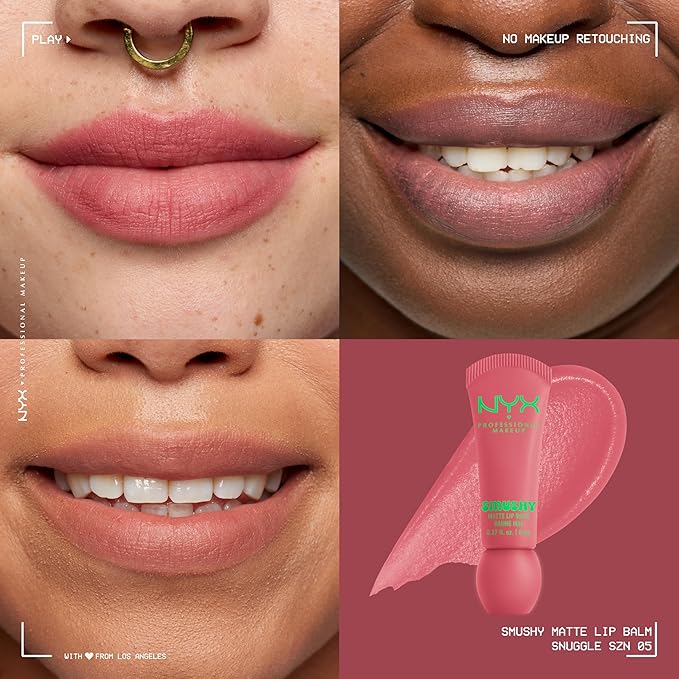 NYX PROFESSIONAL MAKEUP Smushy Matte Lip Balm, Tinted Lip Moisturizer with Soft, Matte Finish - Snuggle SZN (Blush Nude)