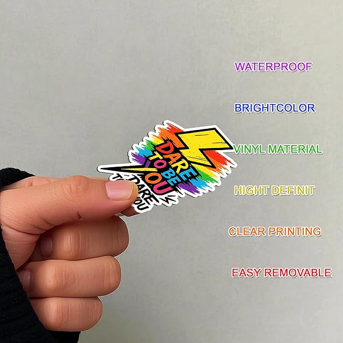 100 Pcs Rainbow Flag Pride Stickers Mixed, Stuff Vinyl Sticker Waterproof Decal Decore Laptop Water Bottle Scrapbook Hard Hat Funny Gift for Men Boy Birthday Christmas