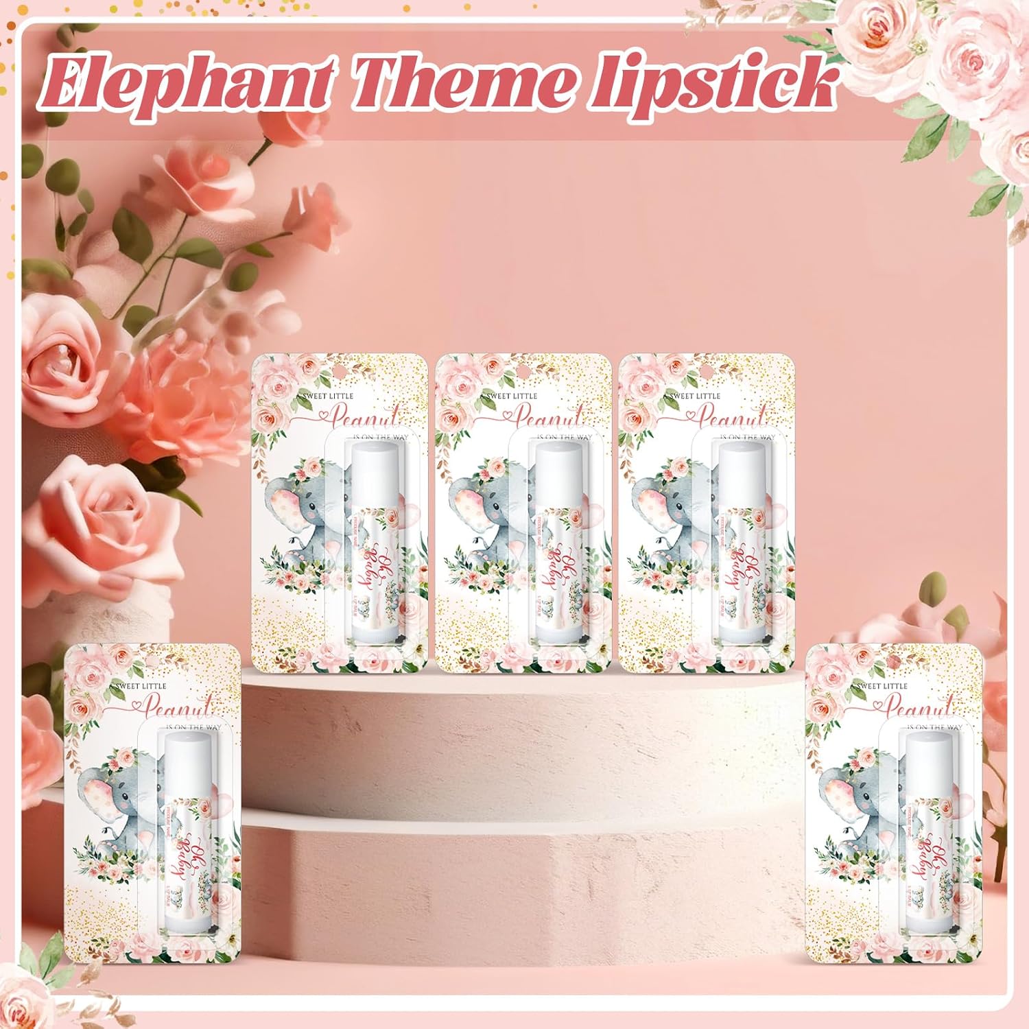 30 Pack Christmas Pink Elephant Party Baby Shower Games Prizes Bulk Lip Balms Little Peanut Party Gifts for Winners Boy Girls Gender Reveal Favors Decor Baby Shower Souvenirs Stocking Stuffers