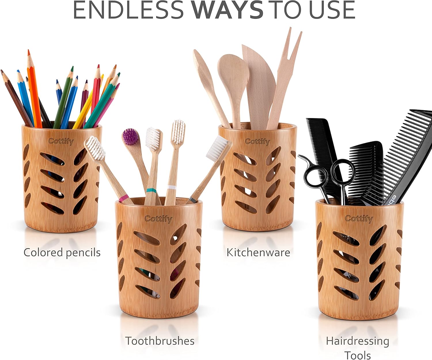 2-Pack of Eco-Friendly Bamboo Toothbrush Holders - Sustainable, Single Piece Wood Design with Drainage - Toothbrush Holders for Bathrooms - Functional, Well-Vented Bamboo Toothbrush Holder Set of 2