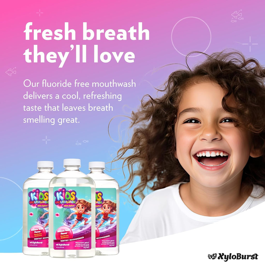 Xyloburst Oral Rinse Kids Mouthwash - Natural Xylitol Mouthwash, Fluoride Free Mouth Rinse with Aloe Vera, Alcohol Free, 16 fl oz