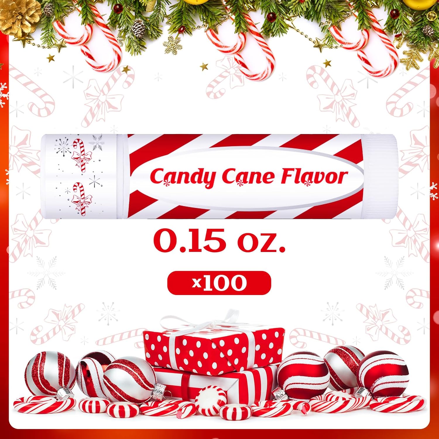 75 Pack Christmas Lip Balms Bulk Christmas Candy Peppermint Cane Scented Holiday Flavor Lip Balm Gifts Xmas Party Gifts Bulk Xmas Items Stocking Stuffers for Women Men Staff Employee (Candy)