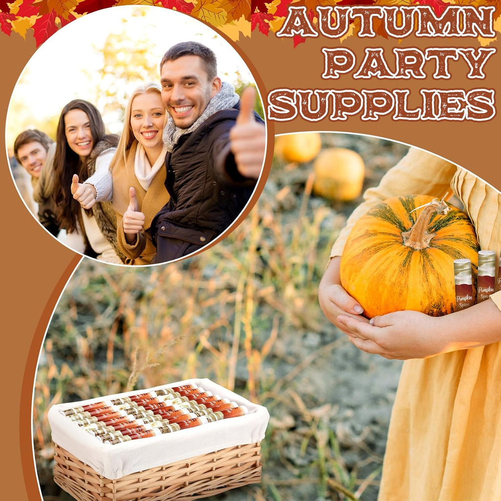 25 Pcs Pumpkin Spice Lip Balm Bulk Fall Thanksgiving Party Favor Basket Stuffers Small Thank You Appreciation Gifts Advent Beauty Calendar for Adult Women Men Employee Coworker Staff Teacher Customer