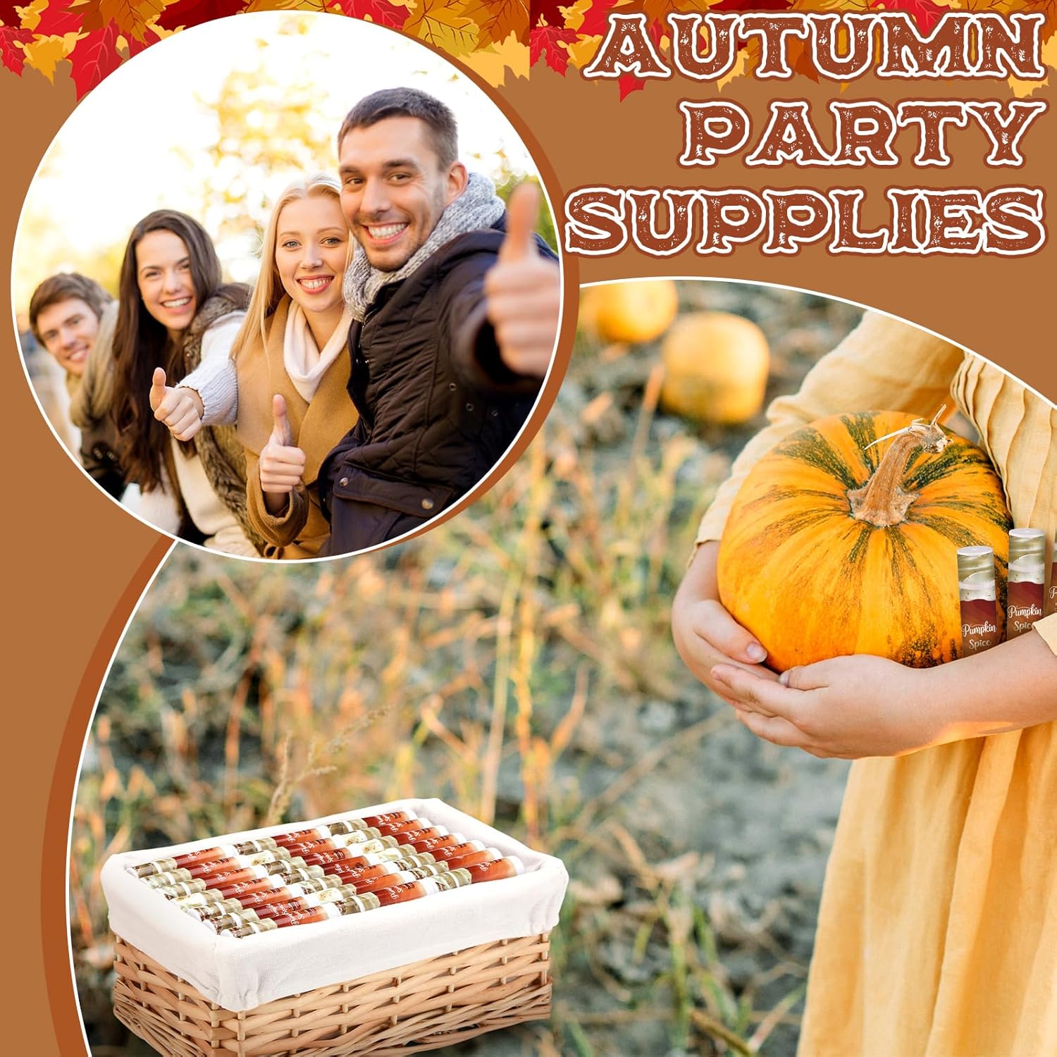 25 Pcs Pumpkin Spice Lip Balm Bulk Fall Thanksgiving Party Favor Basket Stuffers Small Thank You Appreciation Gifts Advent Beauty Calendar for Adult Women Men Employee Coworker Staff Teacher Customer