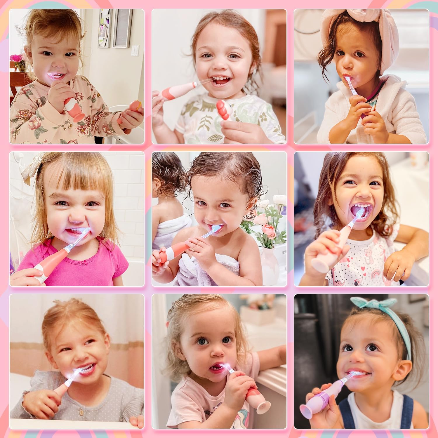 Papablic Toddler Sonic Electric Toothbrush Kids for Ages 1-3 Years, Baby Electric Toothbrush with Cute Unicorn Cover and Smart LED Timer, 4 Brush Heads (Doris)