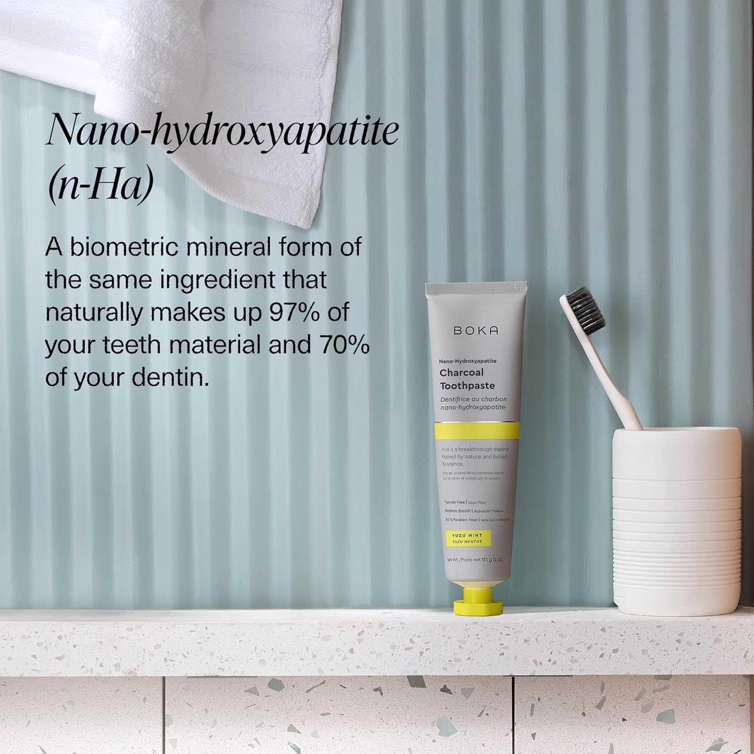 Boka Fluoride Free Toothpaste, Nano Hydroxyapatite Toothpaste, Appropriate for Sensitive Teeth - for Adult, Kids Oral Care - Charcoal Yuzu Mint Flavor, 4 Fl Oz 1Pk US Manufactured