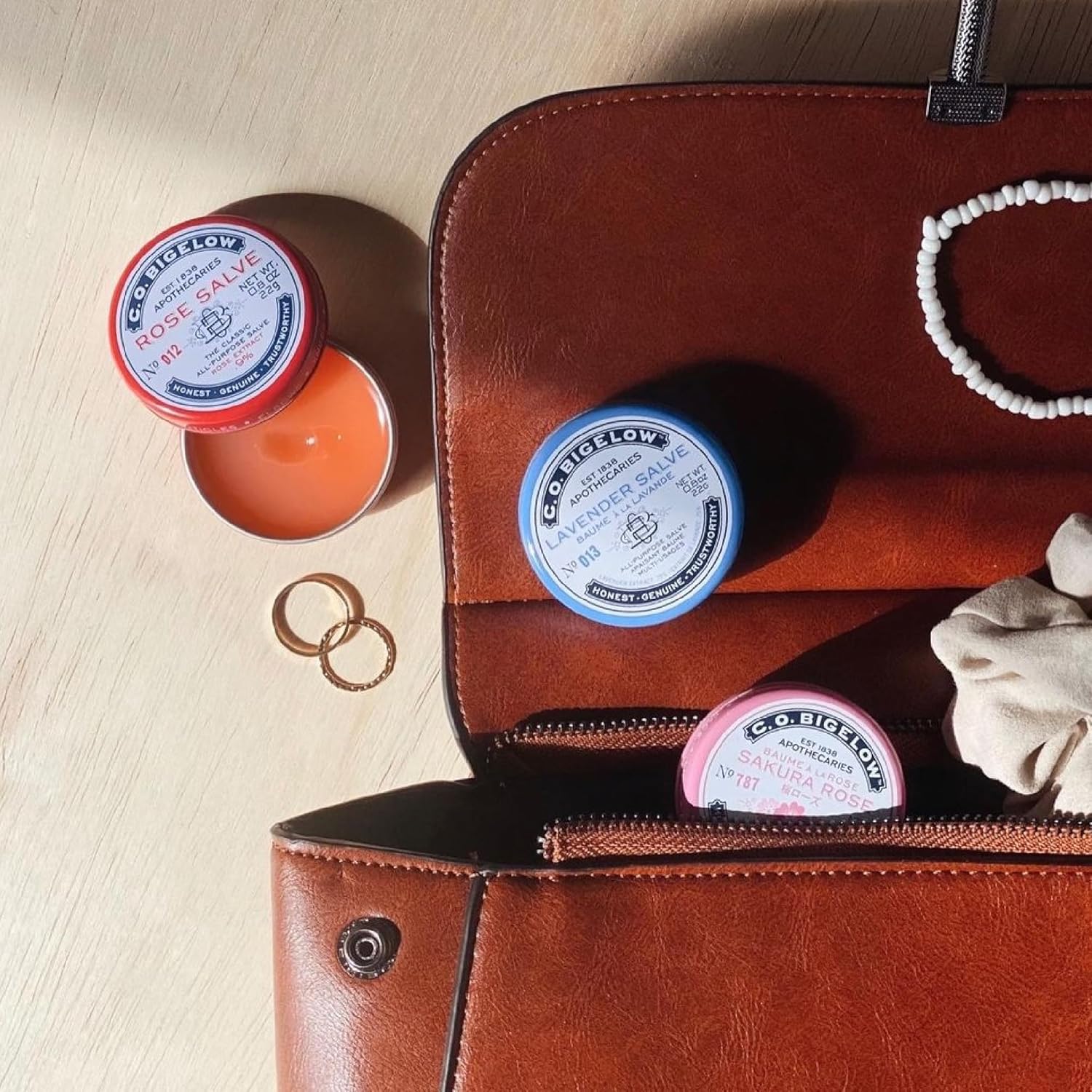 C.O. Bigelow Assorted Salve Tins, Pack of 3 Lip Balm Tins, Rose, Lavender, and Sakura Rose All Purpose Salve for Lips, Cuticles, Hands & Dry Skin, Lip Balm Set, 0.8 oz