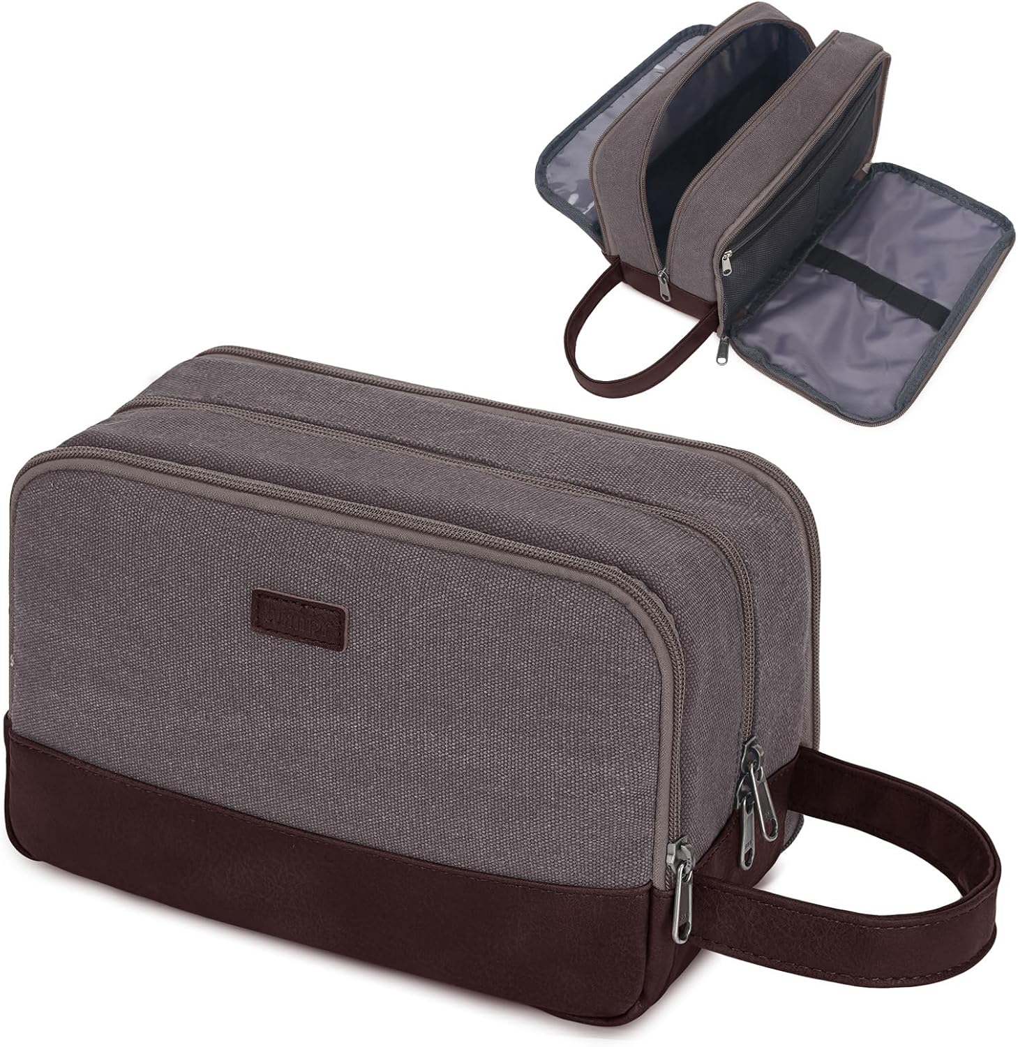 WANDF Travel Toiletry Bag for Men Large Toiletries Shaving Bag Water Resistant Hanging Dopp Kit Travel Accessories Bag for Women Men (Taupe)