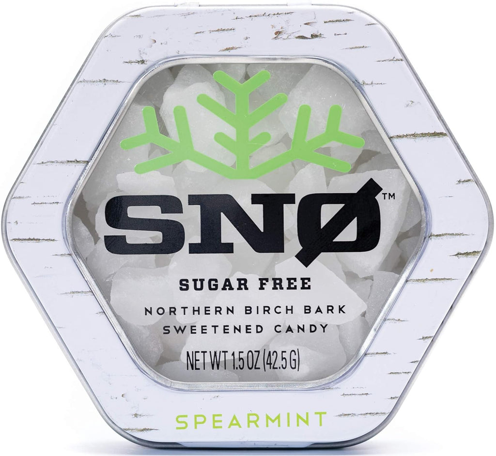 Spearmint KETO Xylitol Candy Chips - SNØ 1.5oz Tin - Sugar-Free Candy With Only 2 Ingredients | Low Carbs, Diabetic-Friendly, Non-GMO, Vegan, GF & Kosher | Purest candy in the world!
