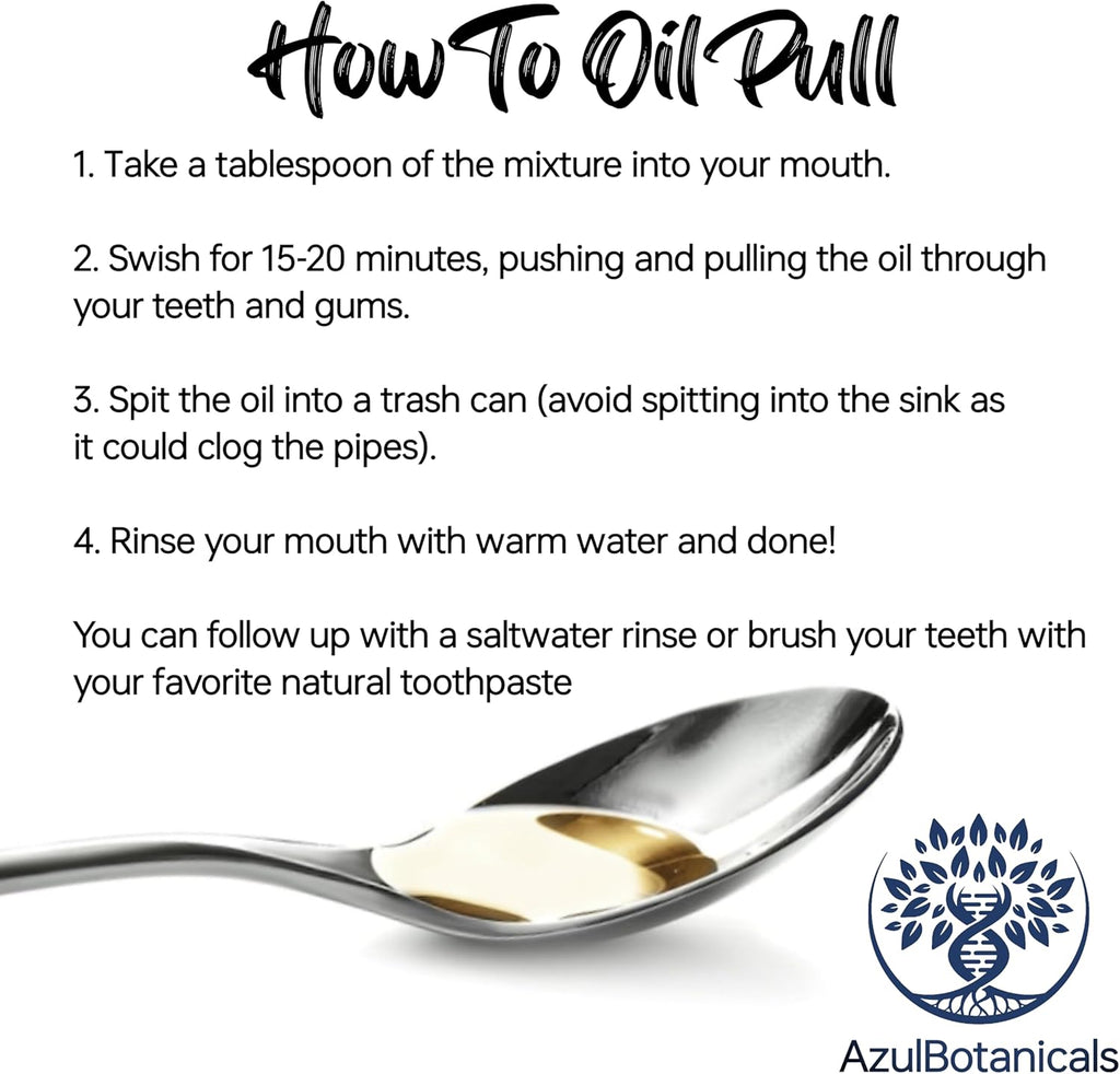 Oil Pulling Blend for Healthy Teeth and Gums with Organic Sesame, Coconut Oil - Organic Clove, Peppermint Vitamin E Oil Mouth Rinse for Fresh Breath Oral Health and Cleaner Teeth and Gums 8 Fl oz