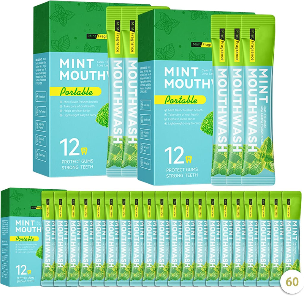 60PCS Travel Size Mouthwash,Portable Mini Mouthwash,Long-Lasting Freshness Travel Mouth Wash for Oral Care A6