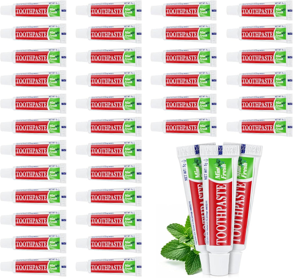 200 Tubes Travel Size Toothpaste in Bulk, Disposable Mini Mint Compact Small Pocket Size Essential Toothpaste for Vacation Hotel Shelter Homeless Nursing Home Charity Camping Single Use 0.17 oz/ 5g