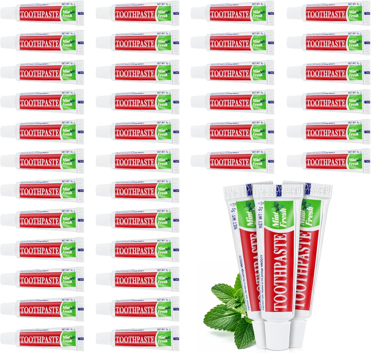 200 Tubes Travel Size Toothpaste in Bulk, Disposable Mini Mint Compact Small Pocket Size Essential Toothpaste for Vacation Hotel Shelter Homeless Nursing Home Charity Camping Single Use 0.17 oz/ 5g