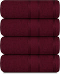 Casa Lino 100% Cotton Hand Towels for Bathroom - Soft, Highly Absorbent & Quick Dry Kitchen Towels - Gym Towel Set - Travel Towel Set - 24" x 16" - Pack of 4 - (Burgundy)