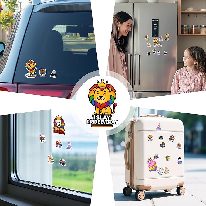 100 Pcs Rainbow Stickers Mixed Sticker Funny Pride Stuff Vinyl Waterproof Decals Decorations Laptop Water Bottle Scrapbook Hard Hat Gift for Men Boy Birthday Christmas