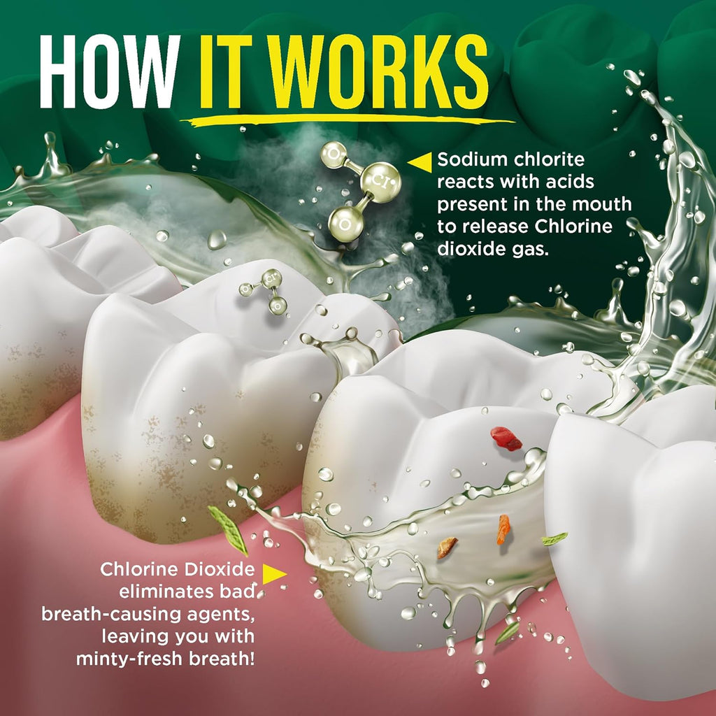 GuruNanda Fresh Breath Mouthwash, ADA-Accepted, Alcohol & Fluoride-Free, Sodium Chlorite, Essential Oils & Vitamins, 12-Hrs Fresh Breath, Wild Mint, 16 oz