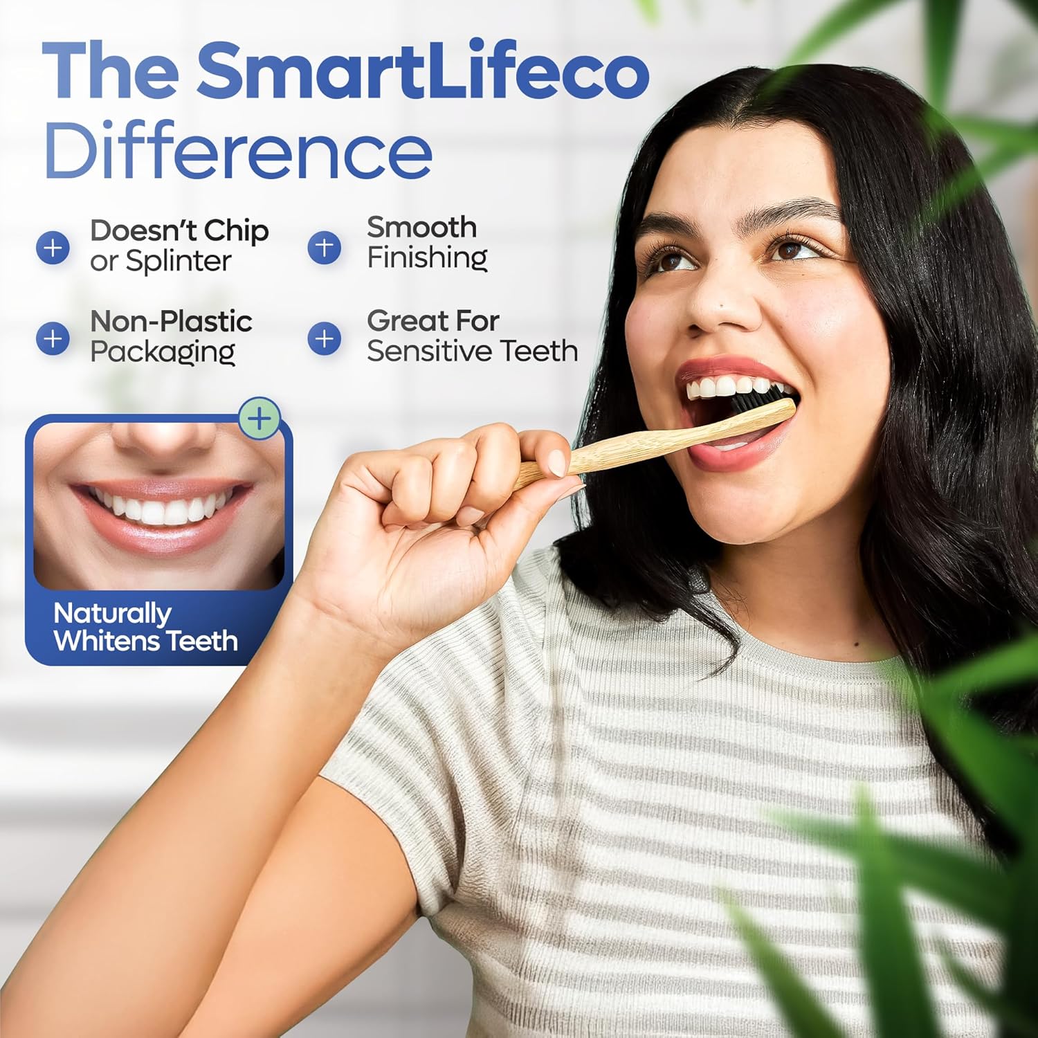 SmartLifeco Charcoal Bamboo Toothbrushes PRO - Extra Soft Natural Bristles for Adults & Kids Teeth | Zero Waste Bulk Wooden Tooth Brush | BPA Free, Eco-Friendly, Vegan - 6 Pack