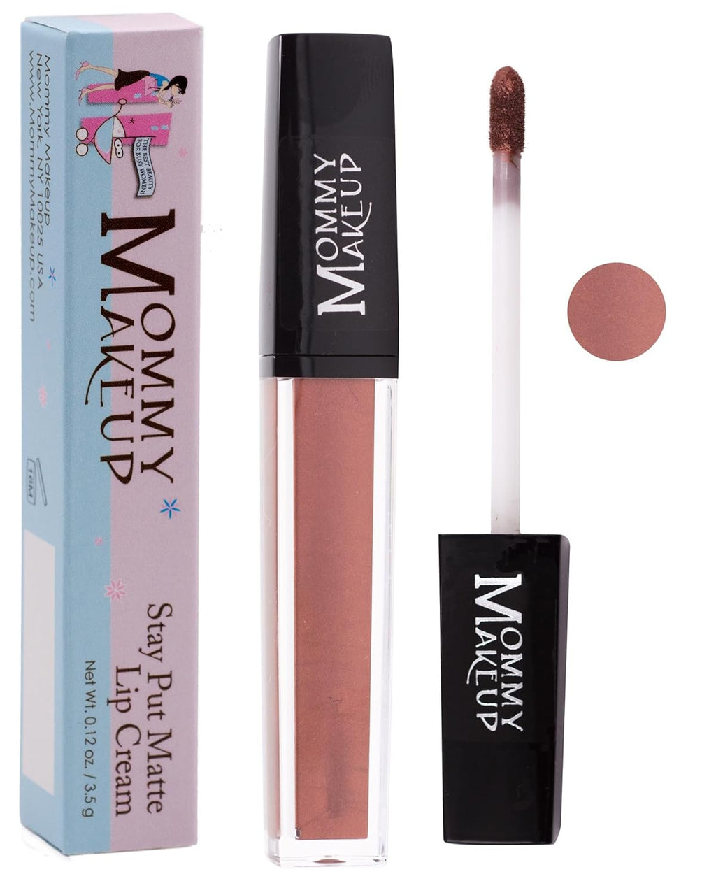 Mommy Makeup Stay Put Matte Lip Cream - Kiss-proof, Transfer-proof, Waterproof, Long Lasting Lipstick - Non-Drying Formula Infused with Vitamin E (Pennie)