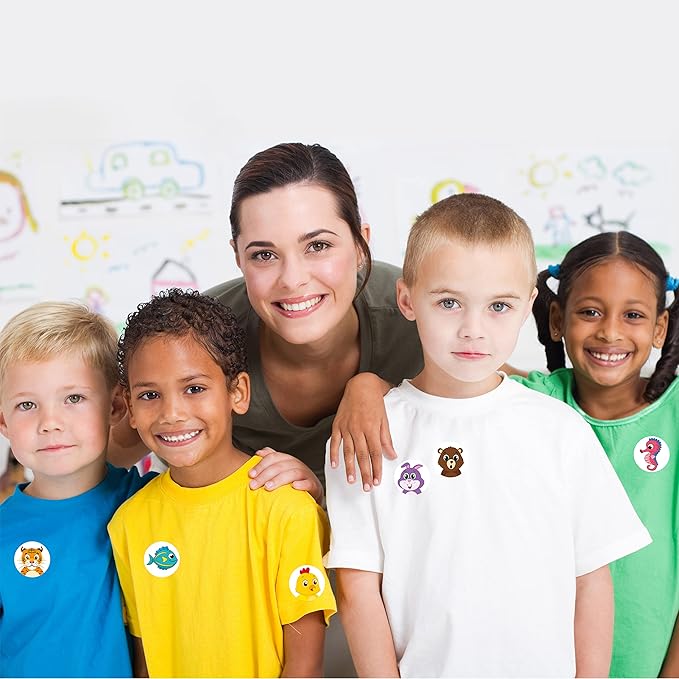 1800 PCS Round Animal Stickers, 36 Designs Wild/Farm/Marine Animal Cartoon Teacher Reward Stickers for Kids, Party Decoration Sticker for School Classroom Home with Perforation Line(1” Each, 3 Rolls)